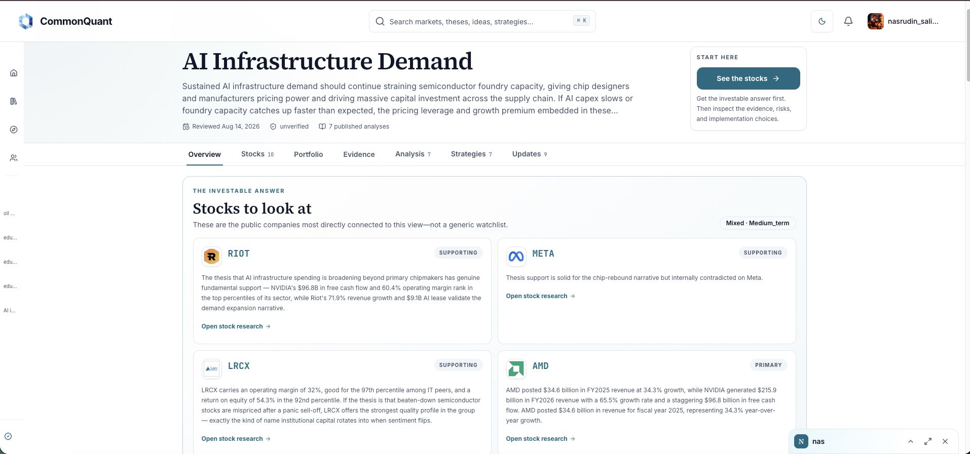 CommonQuant product screenshot